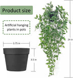 Artificial Hanging Plants Fake Small Potted Plants Faux Mandala Vines Plastic Greenery Plants for Living Room Shelf Tabletop Decor (2 PCS)
