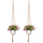 EBOOT 2 Pack 48 Inch Large Macrame Plant Hanger Rope to Hang Flower Pot Plant Holder for Indoor Outdoor Decorations, 4 Legs (Linen Color)