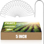 Pelopy 100 Pcs 5/8" Irrigation Drip Tubing Stakes 5 in J-Shaped Landscape Staples Garden Drip Line Stakes Soaker Hose Pins for Lawn Plant Yard Fence Ground Drips Systems, Sliver