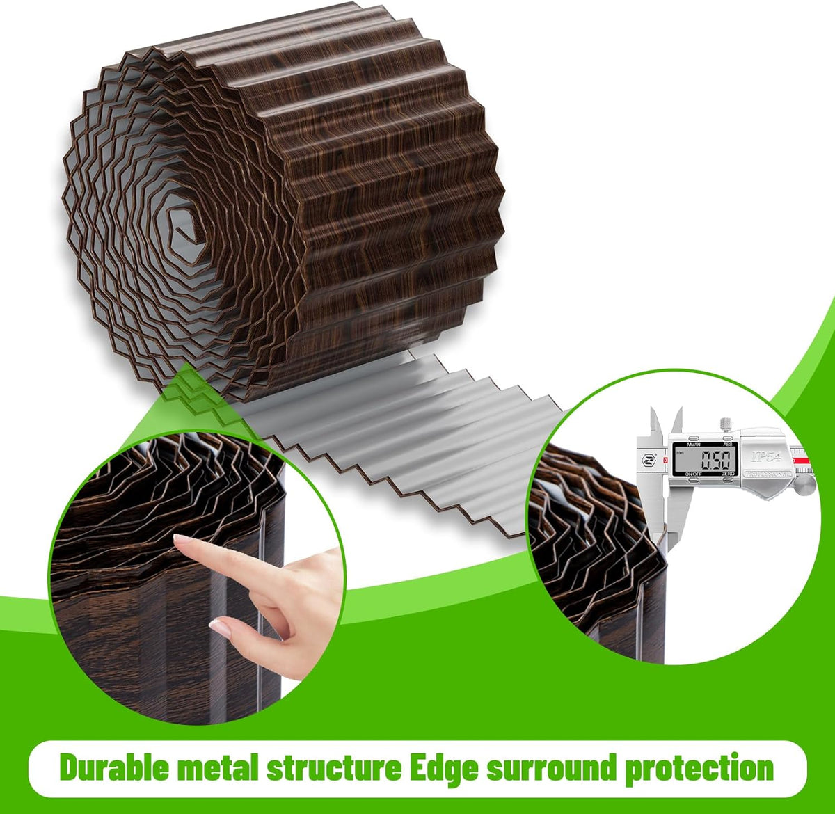 SnugNiture Corrugated Metal Garden Edging,8" x 20' Landscape Edging Border,Sturdy Metal Lawn Edging for Landscaping, Garden,Flower Bed and Yard