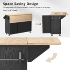 Moveable Kitchen Island with Drop Leaf with Storage and Dining Table, Kitchen Island with Wheels with Wheels Towel Rack， for Kitchen, Dining Room, Black