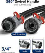 Garden Hose, Flexible Ultra Lightweight Durable, Kink-Free Water Hose - Non-Shrinking, Easy to Store, All-Weather, High-Pressure, Black (10 FT)