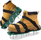 The Lawn Aerator Shoes for Grass, Epoxy Spiked Shoes with 1.65'' Sharp Short Spikes, Garden Grass Loosening Spike Shoes for Epoxy Flooring, 6 - Shoelace Design (Green, 11.8'' x 5.1'')
