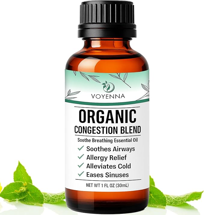 Essential Oil Breathe Blend for Diffuser, Humidifier, Aromatherapy & Rub with Peppermint & Eucalyptus Oils | for Headache, Allergy & Congestion