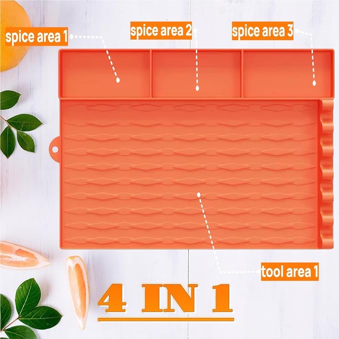 Silicone Grill Mat for Blackstone/Kitchen Countertop, Large Size Griddle Mat Compatible with Blackstone, Non-Slip Silicone Grill Mat, BBQ Side Shelf Mat Grill Pad (Orange)