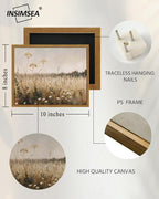 InSimSea Framed Wall Art for Living Room Retro Meadow Flower Canvas Art Fall Wall Decor Bedroom Rustic Artwork Farmhouse Oil Paintings Pictures Floral Prints Gallery Boho Vintage Decor Office 8x10In