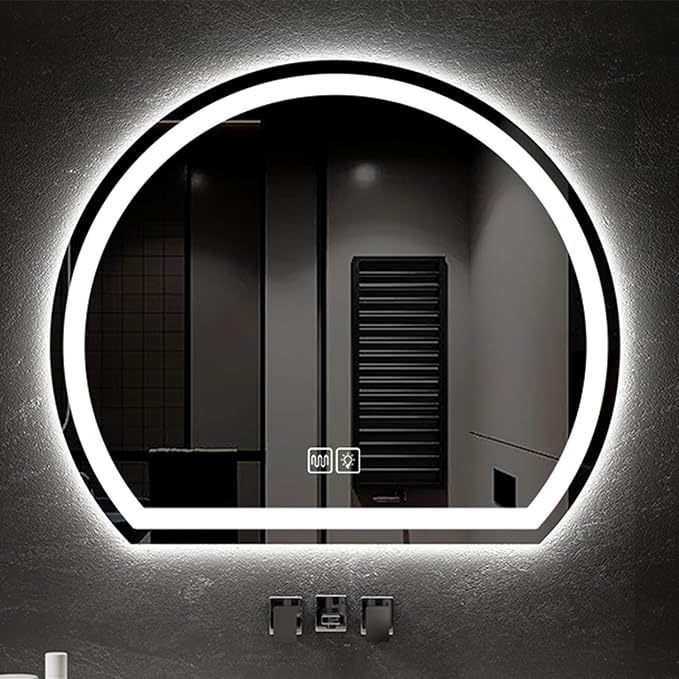 Bathroom Mirror with 3 Colour LED Lights, Lighted Bathroom Makeup Wall Mounted Mirror with Demister Pad, Touch Switch Mirror for Entryway, Bathroom, Vanity(31.4"/80cm)