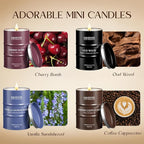 Mini Candle Set | Scented Candles Gift Set | 4 Pack Candles for Home Scented Candle,Cherry Vanilla Oud Sandalwood Coffee Candle,Gift Set for Women and Men,Soy Wax 14 oz 86 Hour