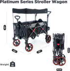 Creative Outdoor Push Pull All-Terrain Collapsible Folding Stroller Wagon for Kids, 150lbs Weight Capacity, Platinum Series, Beach, Park, Garden & Tailgate, (Black)