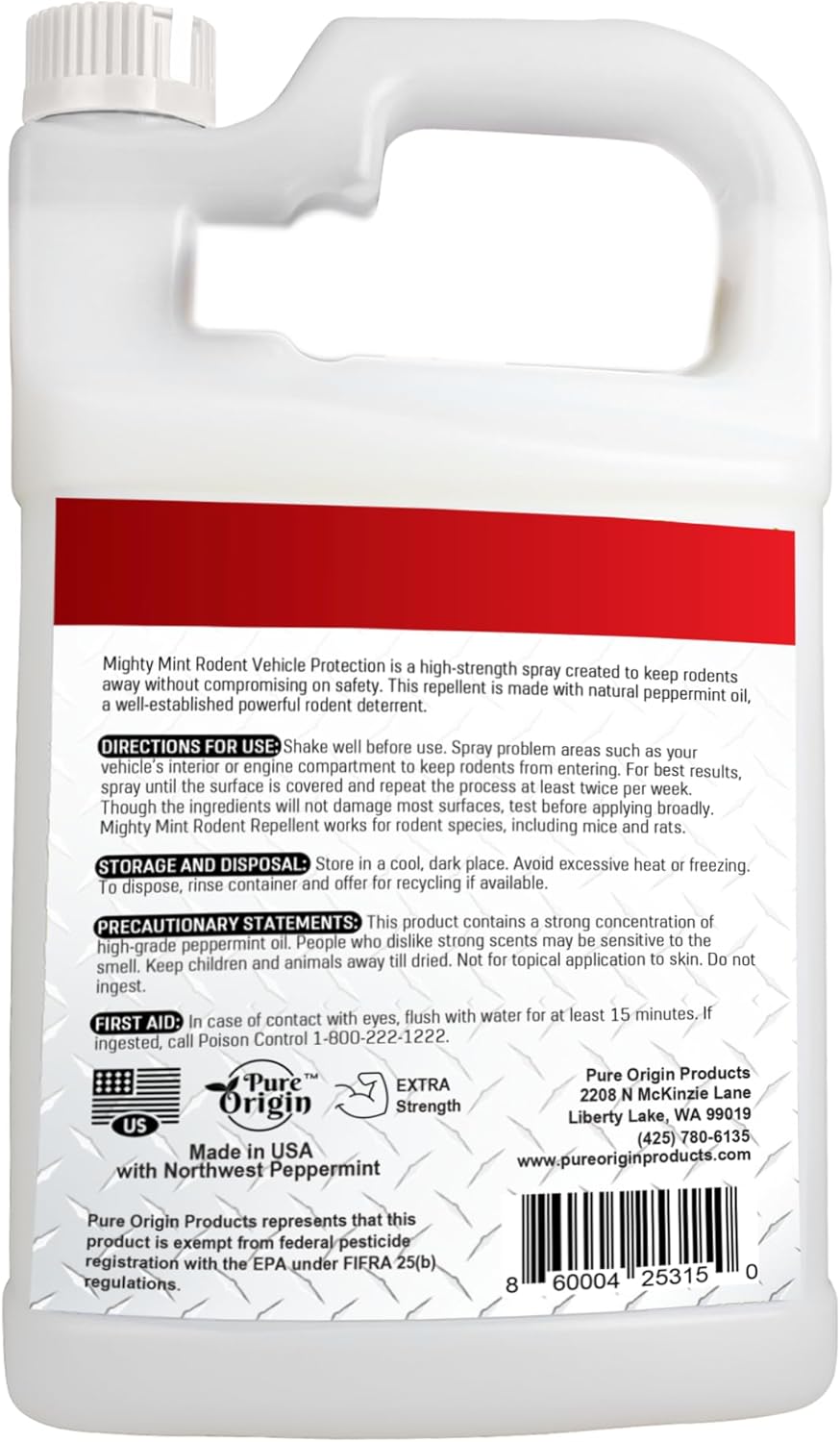 Mighty Mint Gallon (128 oz) Rodent Repellent Spray for Vehicle Engines and Interiors - Cars, Trucks, RVs, & Boats