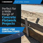 Sandbaggy Flat Steel Stakes for Concrete Forms with Nail Holes - 1.5" Wide - Painted - Removable, Reusable, V Point End - Construction Grade Stakes (5, 12 inch)