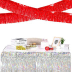 We Moment 6 Pack 10 Feet Red Foil Fringe Garland Streamers Metallic Tinsel Banner Wall Hanging Fringe Curtain Glitter Backdrop Banner for Parade Floats Birthday Bachelorette Red Party Decorations