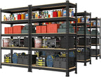 PrimeZone Storage Shelves 5 Tier Adjustable Garage Storage Shelving, Heavy Duty Metal Storage Utility Rack Shelf Unit for Warehouse Pantry Closet Kitchen, 28" x 12" x 59", Black, 6 Packs