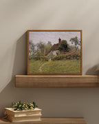 InSimSea Framed Canvas Wall Art Vintage Decor, Landscape Wall Art Prints, Old Cottages Countryside Landscape Wall Art, Rustic Farmhouse Wall Decor for Bedroom Living Room, 11"x14"
