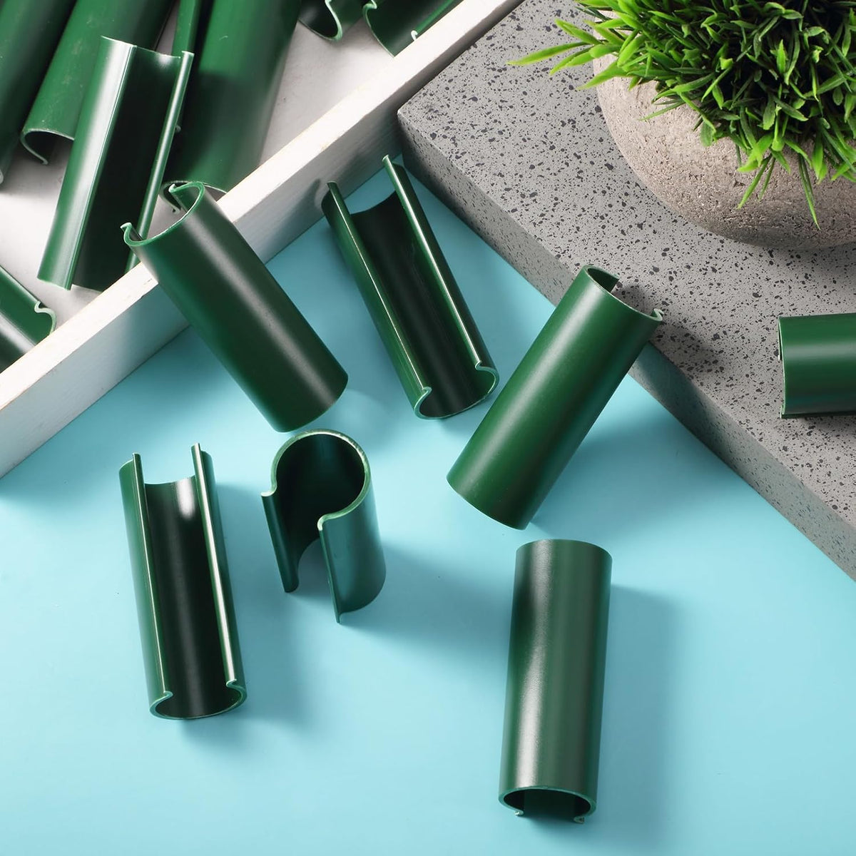 Jetec 32 Pcs PVC Pipe Clips Pool Cover Clamps for Above Ground Pool Greenhouses, Row Covers, Garden, Shelters, Bird Protection, 2.4 Inch Long(for 1 Inch PVC Pipe,Green)