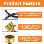 GASHER 10FT PU Recoil Garden Water Hose With 3/4" GHT Brass Fittings Retractable, Swivel Female For Boating, Pool & Spa, RV, Home And Garden