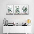 MHARTK66 Family Canvas Wall Decor for Bedroom, Dining Room, Living Room & Office - Green Leaf Vase Artwork - 12x16in