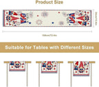 Cute Patriotic Gnomes Table Runner, American Independence Day 4th of July Gnome Blue Red Fireworks Confetti Print Table Runner for Home Kitchen Dining Table Party Decor, 13x70inch