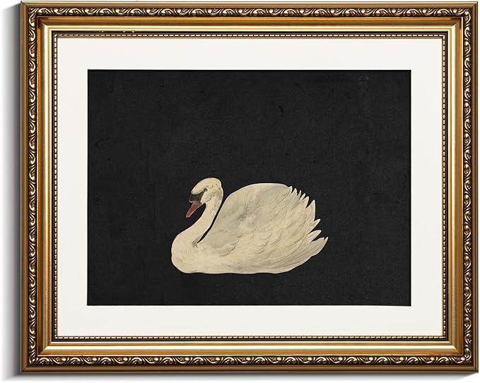 VIYYIEA Gold Framed Wall Art Canvas Print Home Decor Swan Wall Decorations Grace Swan Art Painting Pictures Rustic Bathroom Decor Farmhouse Prints Gift for Living Room Bedroom Kitchen Office 13x16in