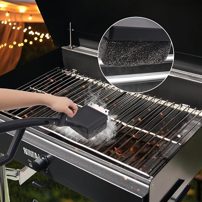 Grill Brush Bristle Free, 4 in 1 Grill Brush for Outdoor Grill with Replaceable Cleaning Head, Extra Long Safe Steam Grill Cleaner Brush with Scraper for Cast Iron, Stainless-Steel Grates