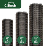 Heavy Duty Plastic Fence Roll 20" x 50' - 0.8x0.8 Inch Chicken Wire Mesh, Reusable Fencing for Garden, Rabbit/Poultry Protection, Balcony & Plant Defense (Black)