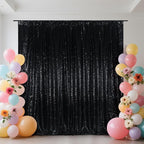 SquarePie Sequin Backdrop Less See Through Thick Stain Background Glitter Curtain Halloween Party 8FT x 8FT Black