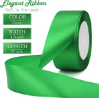 Green Solid Satin Ribbon 1-1/2 Inch 25 Yards Solid Polyester Fabric Ribbon for Gift Wrapping Wedding Christmas Baby Shower Birthday Party Decoration Handmade Immortal Flower Craft