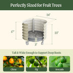 Rolling Metal Citrus Tree Planter, Self-Watering Round Planter Box for Porch Patio & Backyard, Raised Garden Bed with Wheels for Growing Trees Tomatoes Vegetables and Flowers, Single Pack-Olive Green
