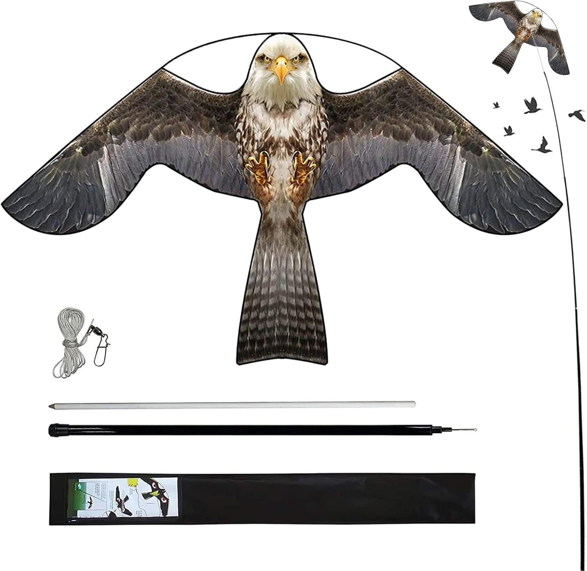 Bird Hawk Flying Kite with Pole Crops Farm Protector Bird Scarer Flying Kite with 4m Pole-Style B