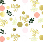 300PC 50TH Birthday Confetti for Table Pink and Sage Green Happy 50TH Birthday Decorations for Women Dots Hello 50 Confetti Scatters Fifty and Fabulous Party Decor Supplies
