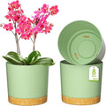 ZMTECH Spring Planters for Indoor Plants, Plant Pots & Flower Pots, Plastic Planter 3 Pack 8 Inch Self Watering with Drainage Hole and Saucer, Modern Decorative Indoor Outdoor, Green