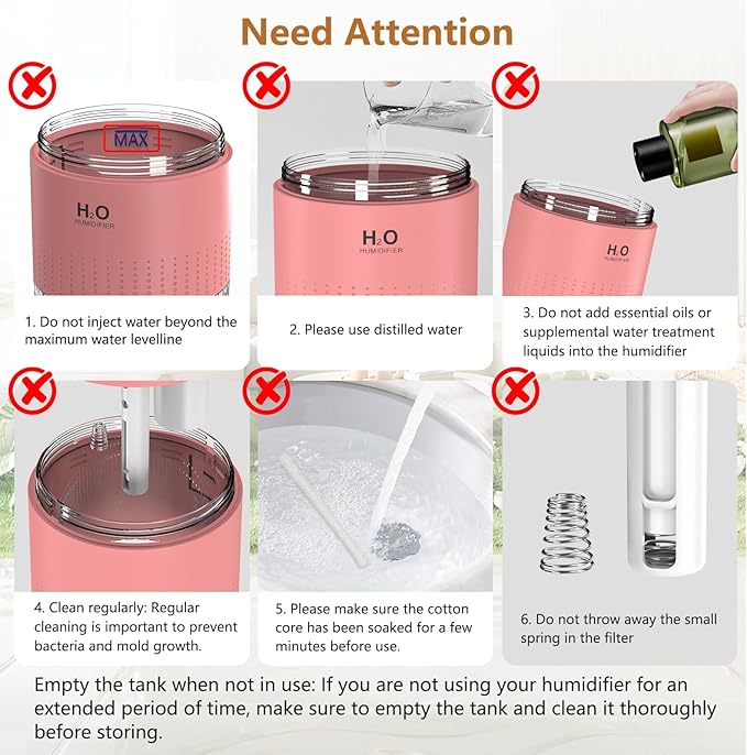 Portable Mini Humidifier, Auto Shut-Off, 2 Mist Modes, Quite, Small Humidifiers for Bedroom Travel Office Desk Plants (Pink)