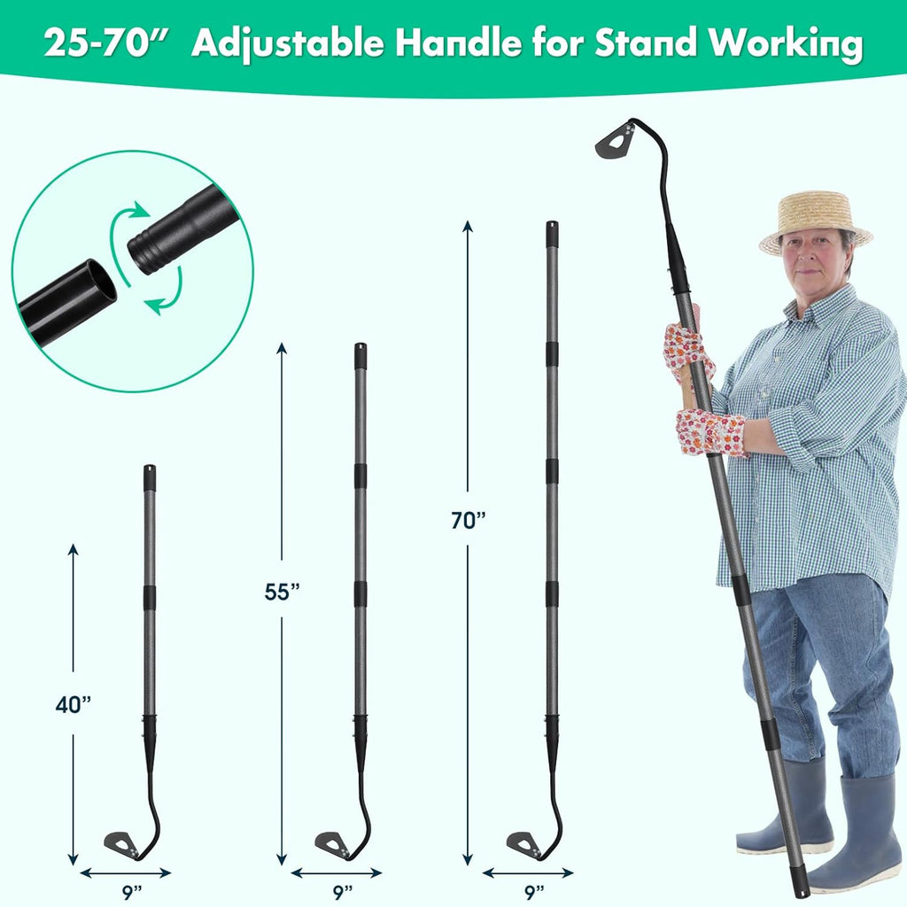 Hoe Garden Tool with 70Inch Long Handle, Heavy Duty Garden Hoes for Weeding Loosening Soil Digging Planting Ridging, Handy Hoe Gardening Tools Weeding Hoe