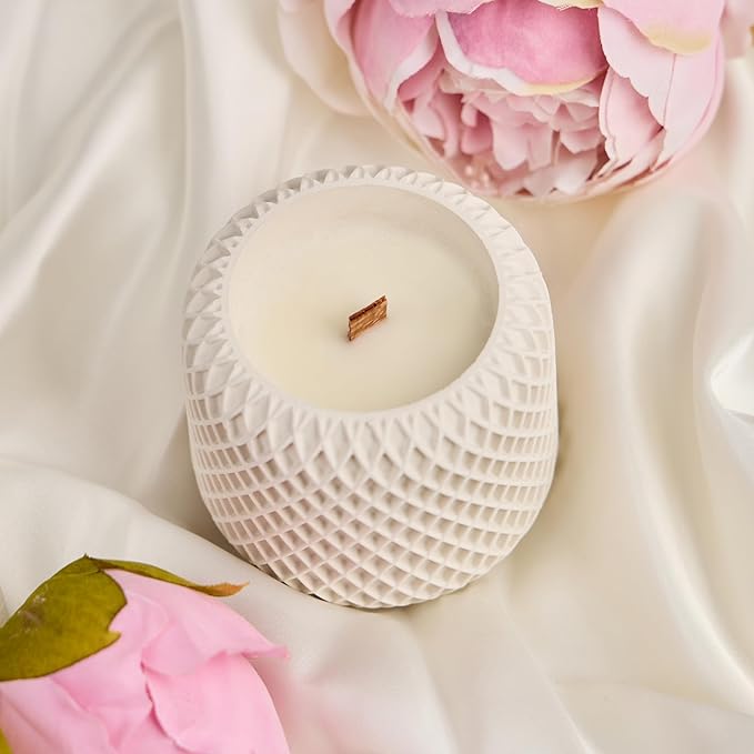 Scented Candles - Luxury Concrete Jar Candle for Home Scented, Soy Wax Candle - Relaxation Gift for Women, Premium Room Décor, Non-Toxic, Great Idea for Gifts (White Dune)