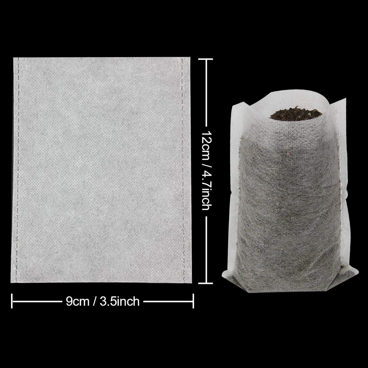 Augshy Nursery Growing Bags - 400pcs Fabric Plant Pots, Non-Woven Grow Bags for Seeding, Starter Seedling Plants, Home Garden, Outdoor, Greenhouse
