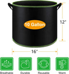 FEPITO 5 Pack 10 Gallon Grow Bags Heavy Duty Aeration Fabric Pots Plant Grow Bags with Handles Thickened Nonwoven Fabric Pots for Vegetable Fruits Flowers Plant