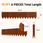 19.7ft.Cor-Ten Weathering Steel Landscape Edging(6 Pack)-8"x39.4"- Pre-Rusted Garden Edging with 7 Clips & Gloves - Durable,Flexible, Easy-to-Install for Landscaping,Tree Rings,Lawn & Garden