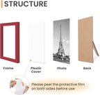 upsimples 10 Pack Picture Frames Collage Wall Decor for Mounting or Tabletop Display, Photo Gallery Frame Set for Family, Multi Sizes Including 8x10, 5x7, 4x6, Red