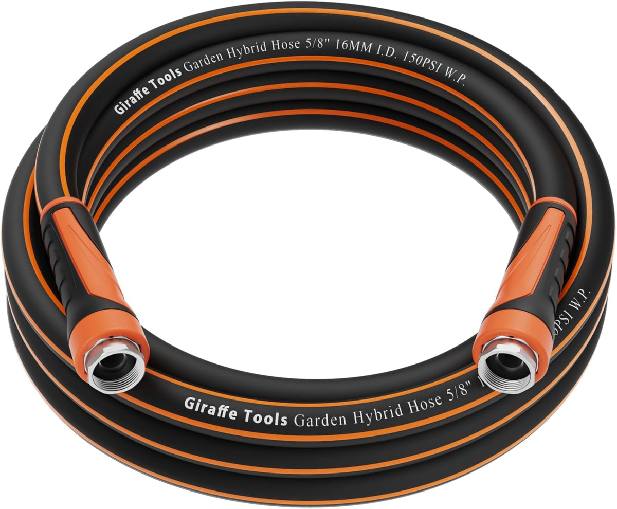 Giraffe Tools Garden Leader Hose 15ft x 5/8", Short Water Hose Heavy Duty, Flexible, Lightweight Hybrid Hose with Swivel Handle, Double Female Fittings, Burst 600 PSI