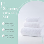New Microfiber Bath Towel Set, 3 Piece, Oversize, Quick Dry, Lint Free, Includes Body, Hand and Face Towels