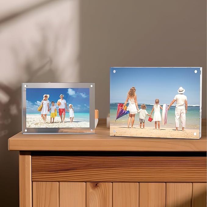 8x10 Inches Acrylic Picture Frames 1 Pack, Double Sided Magnetic Photo Frames,Free Standing on Desk or Table Clear Picture Frames