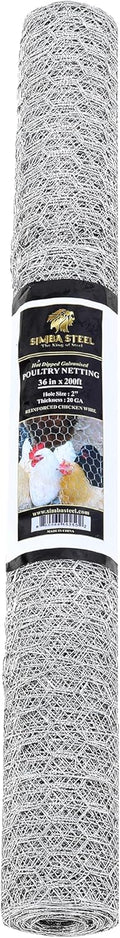 Chicken Wire 36 in x 200 FT x 2” Mesh x 20GA | Poultry Wire Netting | Hot Dipped Galvanized | Chicken Coop, Rabbit Cage, Fence Barrier (36 x 200 x 2)