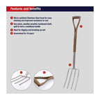 Spear & Jackson Traditional Stainless Steel Digging Fork, Heavy Duty Durable Stainless Steel Garden Tool, Ideal for Digging, Aerating, and Turning Soil