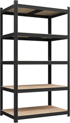 Yaheetech Standing Shelf Units, 5 Tier Storage Shelf, Heavy Duty Shelving, Adjustable Garage Shelves, Utility Rack Shelf Unit, Basement Warehouse Shed, 35.5" Wx 16" D x 71" H - Black