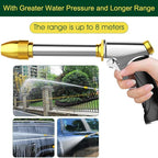 Upgrade Water Hose Nozzle Long Rod Garden Hose Nozzle Heavy Duty metal Brass sprayer 360° Rotaing spray gun for car wash, Plants and Lawn,Patio Gardening, Pets Shower Hose Nozzle + Quick Connector