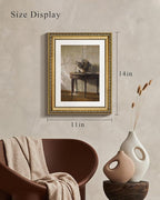VIYYIEA Gold Framed Wall Art, After Noon Canvas Print Home Decor Vintage Art Painting Picture Bathroom Wall Decor, Potted Plant Artwork for Living Room Bedroom Kitchen Office - 14L x 11W