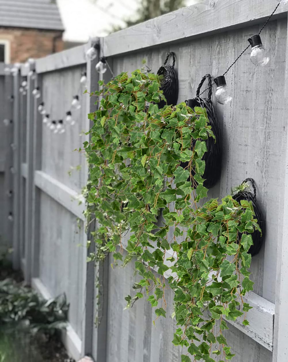 Hollyone Artificial Hanging Plants 35.4" Fake Ivy Vine Faux Ivy Leaves Fire and UV Resistant Hanging Plant Wall Greenery for House Room Patio Indoor Outdoor Home Shelf Office Wedding Decor