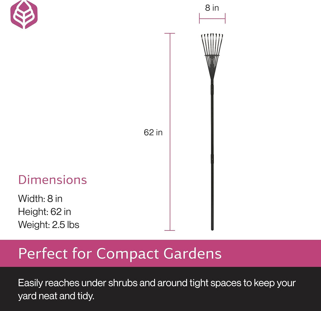 Yard Butler World’s Greatest Shrub Rake | Heavy Duty All Steel Rake with Ergonomic Garden Claw, 20 Free-Floating Tines & Long Metal Handle – Lawn, Yard, Bed, Landscape for Leaves, Grass & Debris, 8"