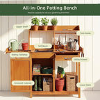 OOOK Potting Bench, Nordic Scots Pine Potting Table with Sink and Storage Shelves, Garden Bench, Workstation for Outside Patio Lawn, Wooden Garden Work Station