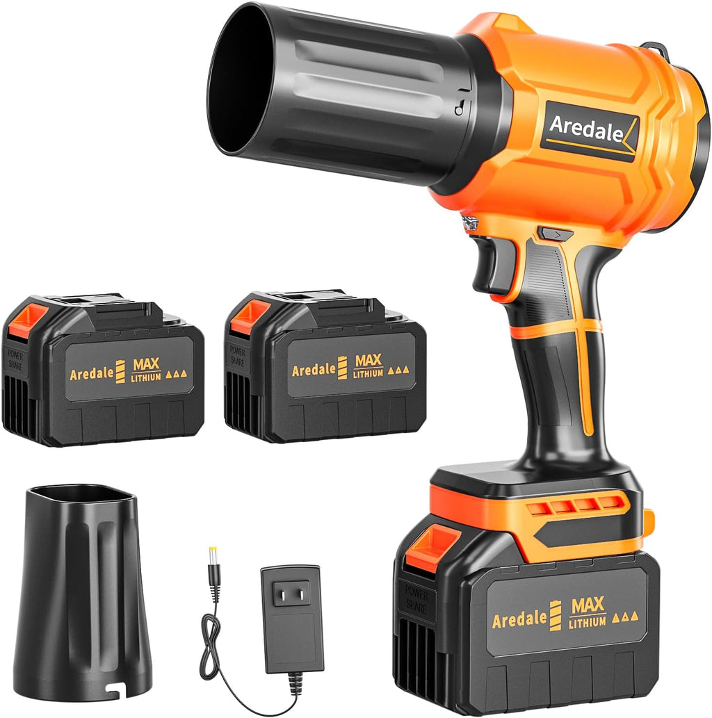 Storm Turbine，Leaf Blower Cordless with 6.0Ah 21V*2 Batteries，Handheld Electric Storm Turbine，Wind Force 13，41m/s，Suitable for Lawn Care, Patio, Leaf Blowing